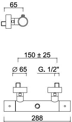 Rubinetteria Giulini Смеситель для душа с одной ручкой на 2 отверстия Futuro F8221ex - Вид №1
