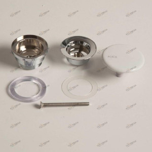 PIL008.01 Донный клапан для раковины Alice Ceramica запорный (clic-clack)с керамической накладкой Белый глянцевый