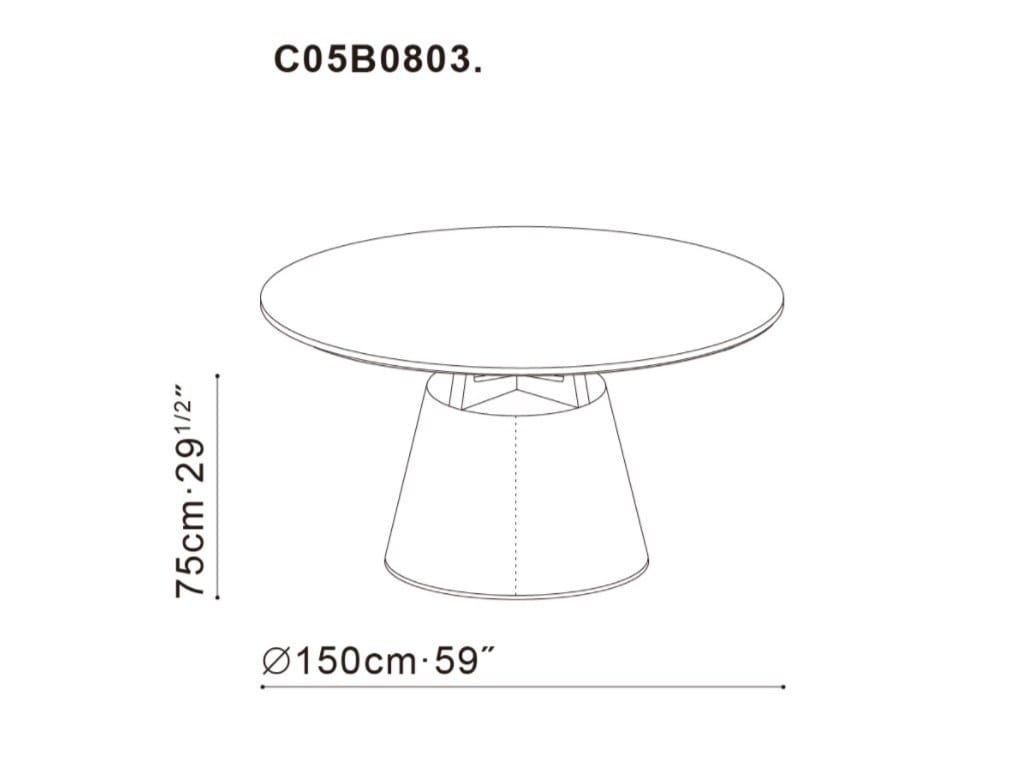 Круглый стол с ореховой столешницей и основанием из искусственной кожи CAMERICH UNITY ARCH-00067927 - Вид №3