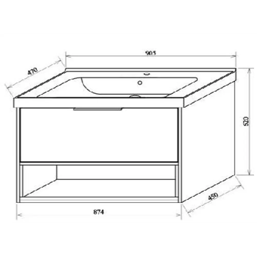 Тумба под раковину универсальная «Дана» 90 см, цвет серый цемент SANFLOR STLM-2047299 - Вид №5