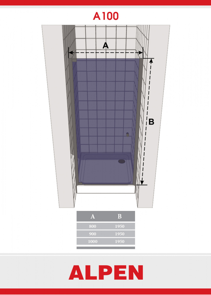 Душевая дверь в нишу ALPEN A100-80 A100N-80 - Вид №1