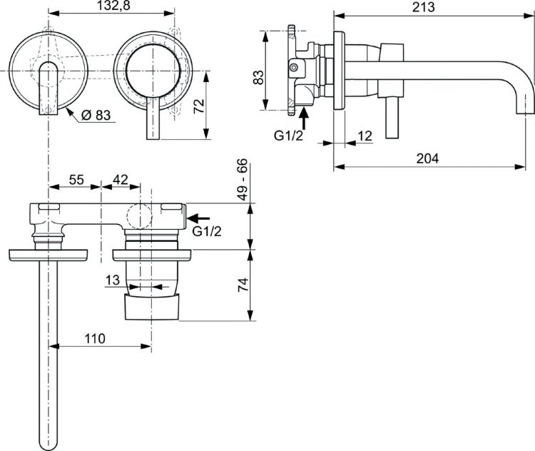 A6938XG Настенный смеситель для раковины Ideal Standard CERALINE - Вид №4