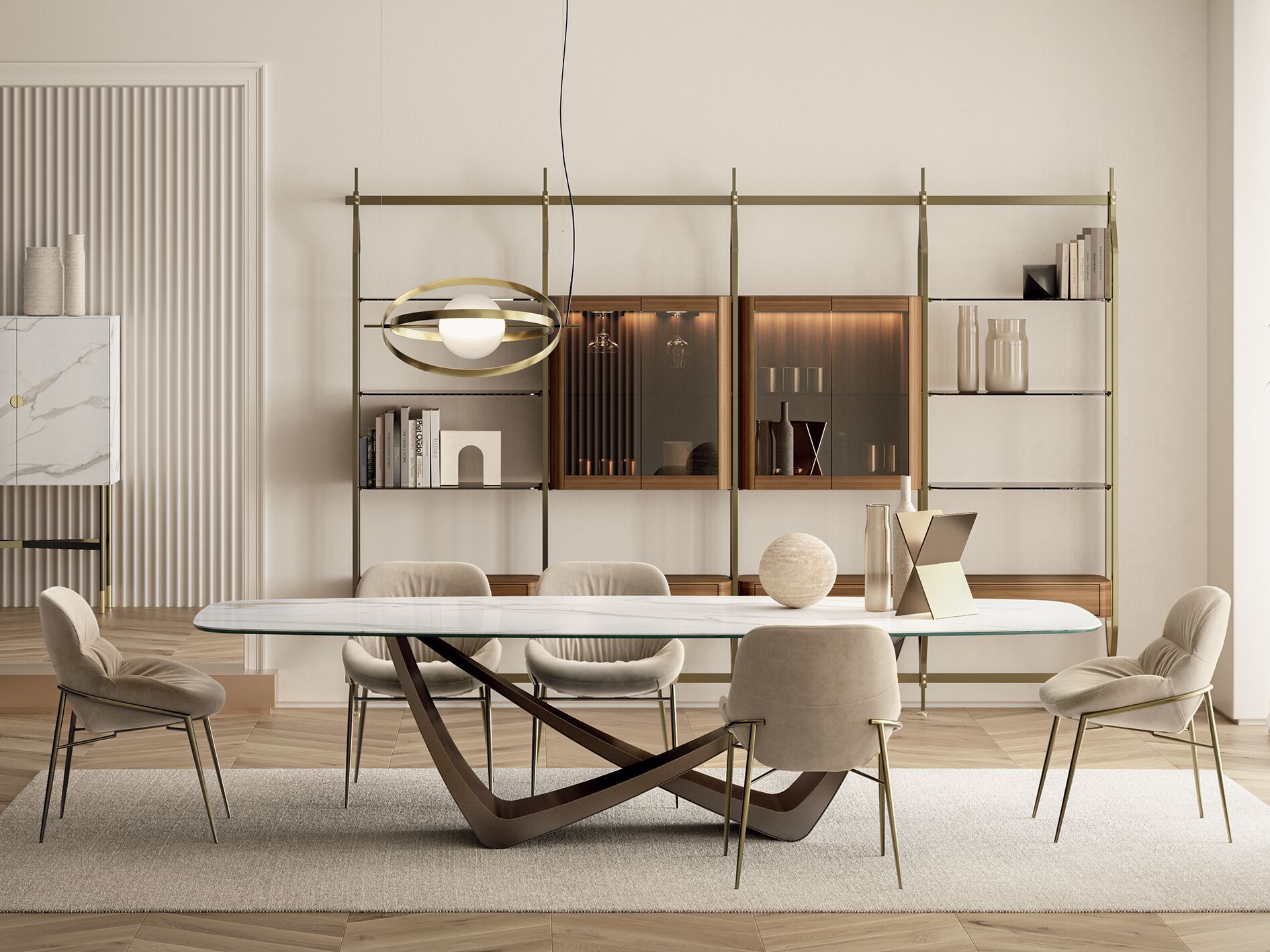 Бочковый стол со стальным основанием и столешницей из Супермармо Bontempi Casa Bach ARCH-00142222 - Вид №1