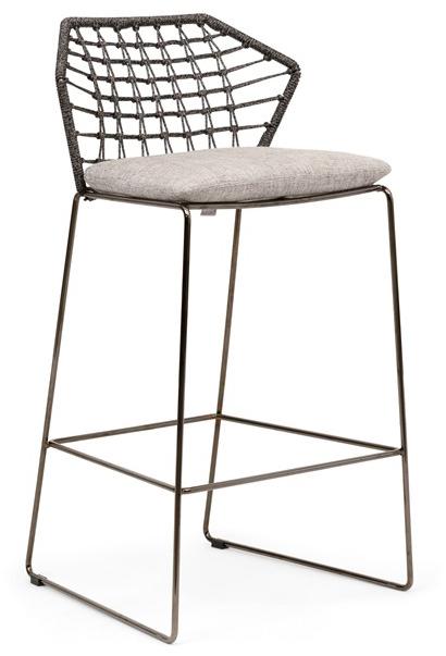 Saba Italia Высокий садовый табурет из ткани и полиэтиленовой веревки New york soleil sun-id-1430585 - Вид №1