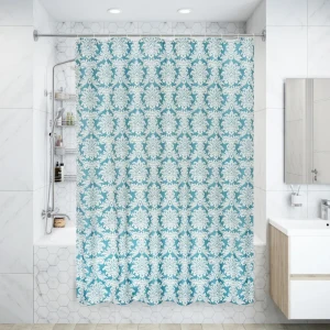 Штора для ванны Ardea SWC-90 с кольцами 180х200 см, полиэстер, цвет белый/серый