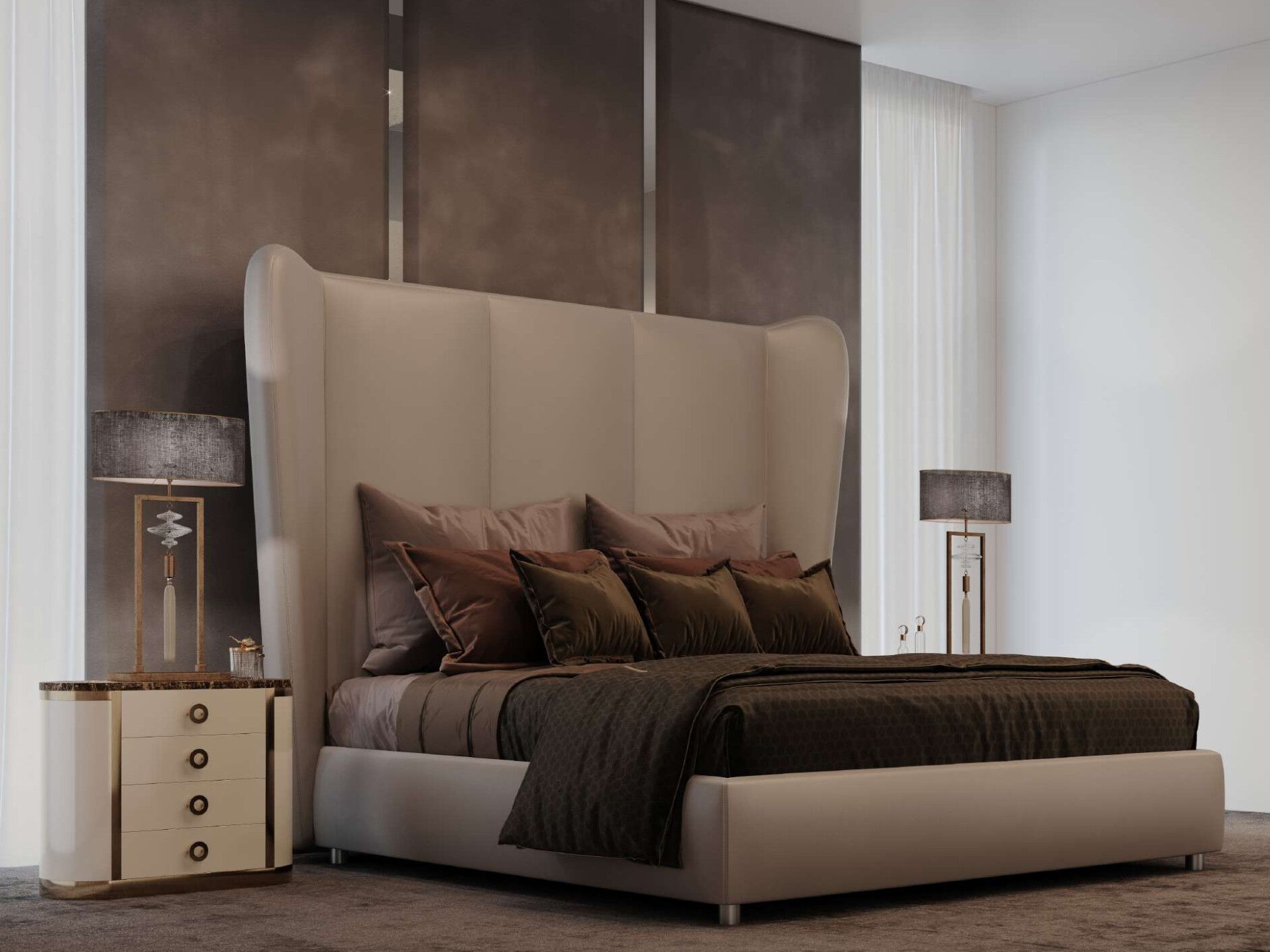 Деревянная овальная тумбочка с ящиками EUPHORIA SCINNY ARCH-00132429 - Вид №1