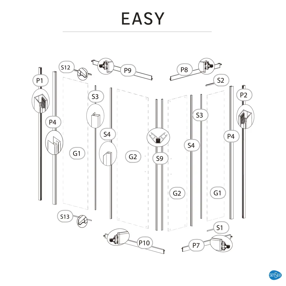 Комплект стекол для душевой ширмы Sensea Easy 80x120 см 84430283 STLM-2186714 - Вид №27