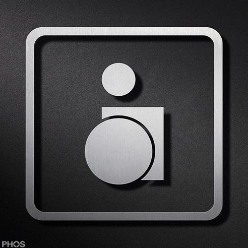 P0601S Пользователь инвалидной коляски пиктограмма туалет с рамкой PHOS  - Вид №1