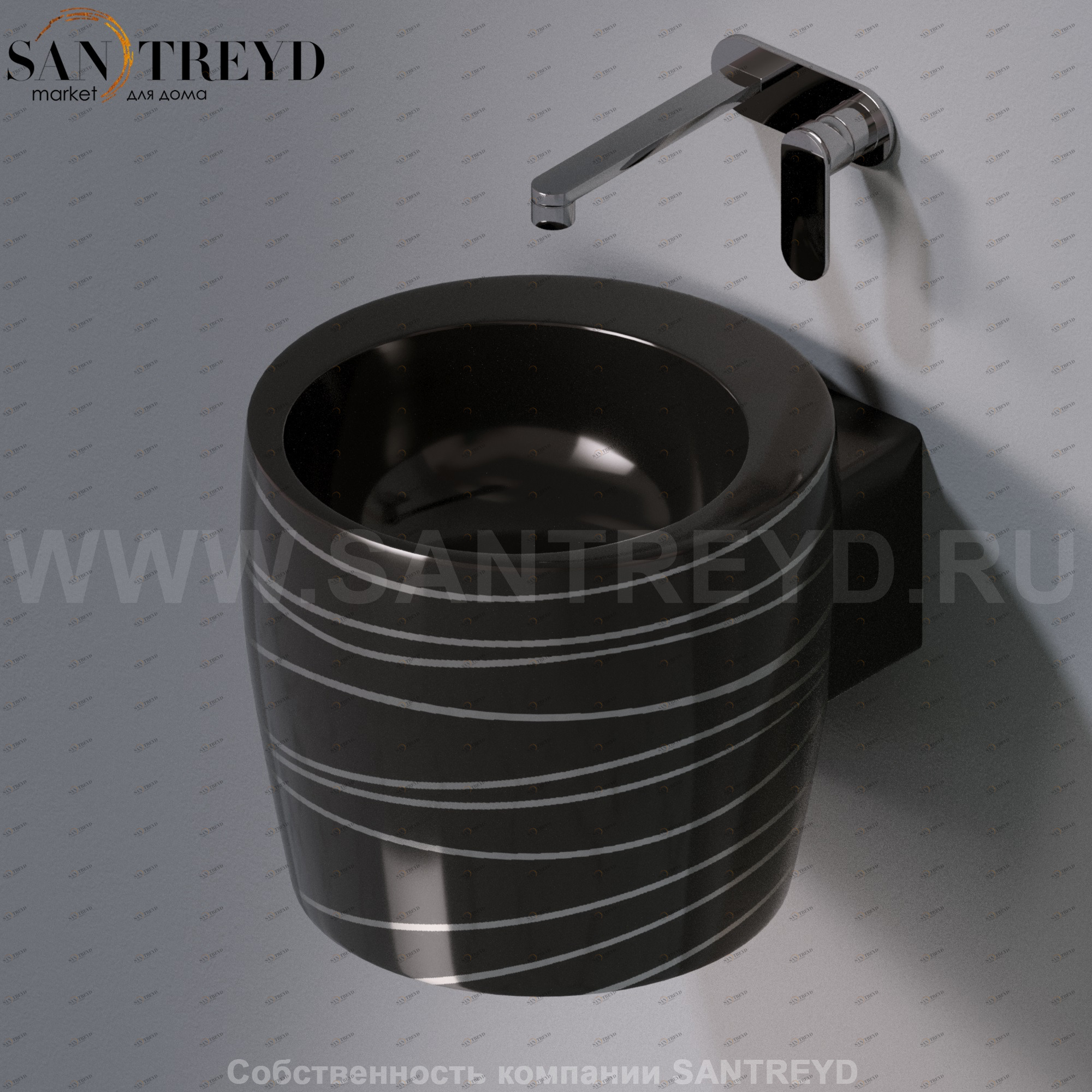 L102T0R0V1.411P Подвесная раковина настенная круглая A. e T. Italia SPOT черная AeT ITALIA TOTEM