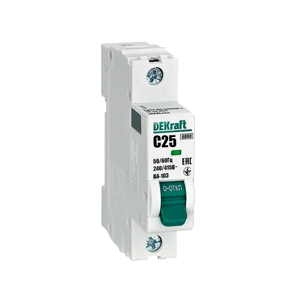 Автоматический выключатель DEKraft ВА-103 1P C25 для защиты электросетей 84509372 STLM-0050949