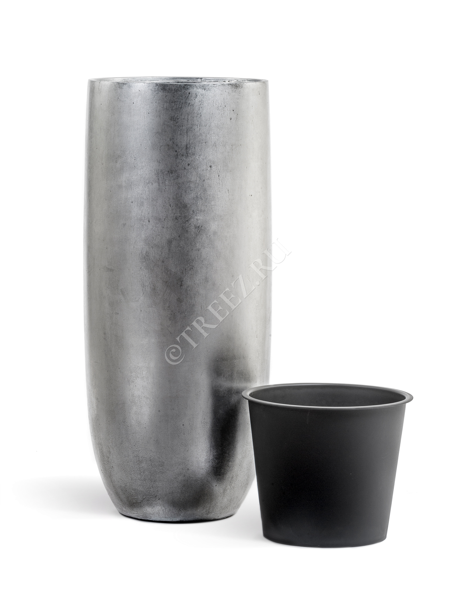 41.3317-04-014-SLV-72 Кашпо  Effectory - серия Metal - Высокий округлый конус - Серебро Цветочная коллекция  - Вид №3
