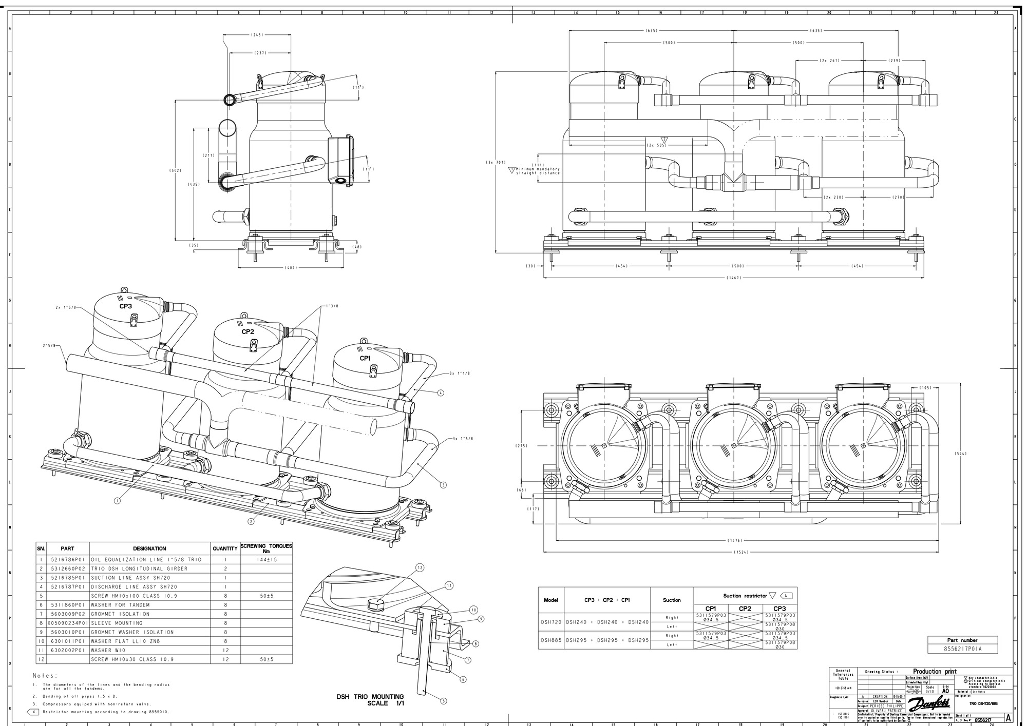 Danfoss DSH — Герметичные спиральные компрессоры, R410A DSH381A4APC Компрессор спиральный 120H1366  - Вид №10