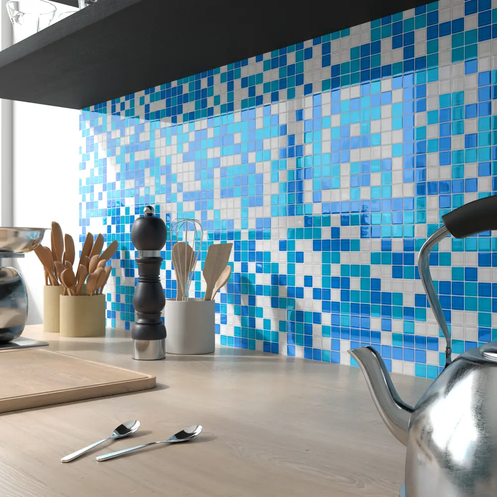 Мозаика стеклянная Artens Mix 32.7x32.7 см цвет бело-голубой, 20 шт STLM-2093923