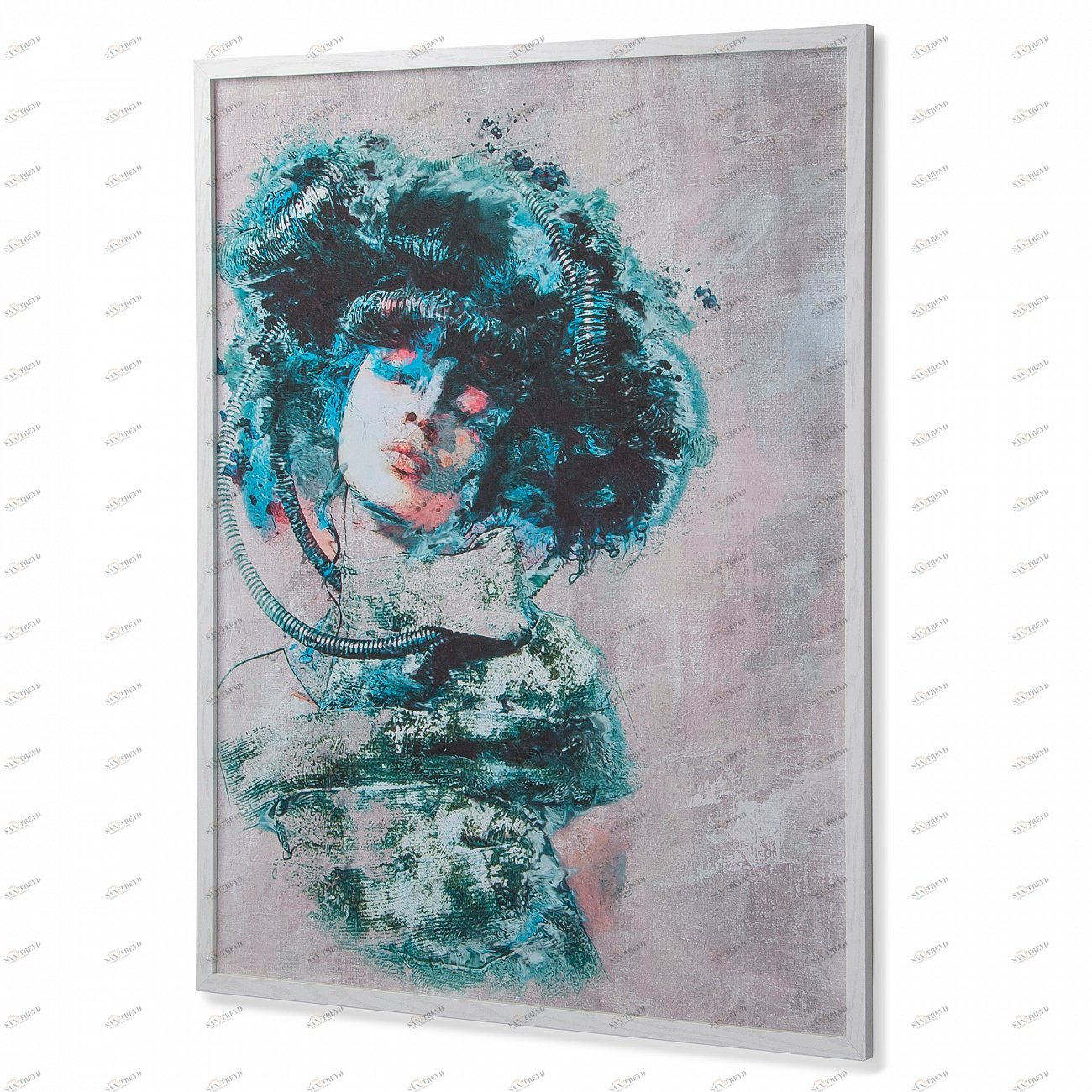 Картина на холсте в белой раме 78x103 см Ariella от La Forma LA FORMA  343001 Зеленый;серый;разноцветный 