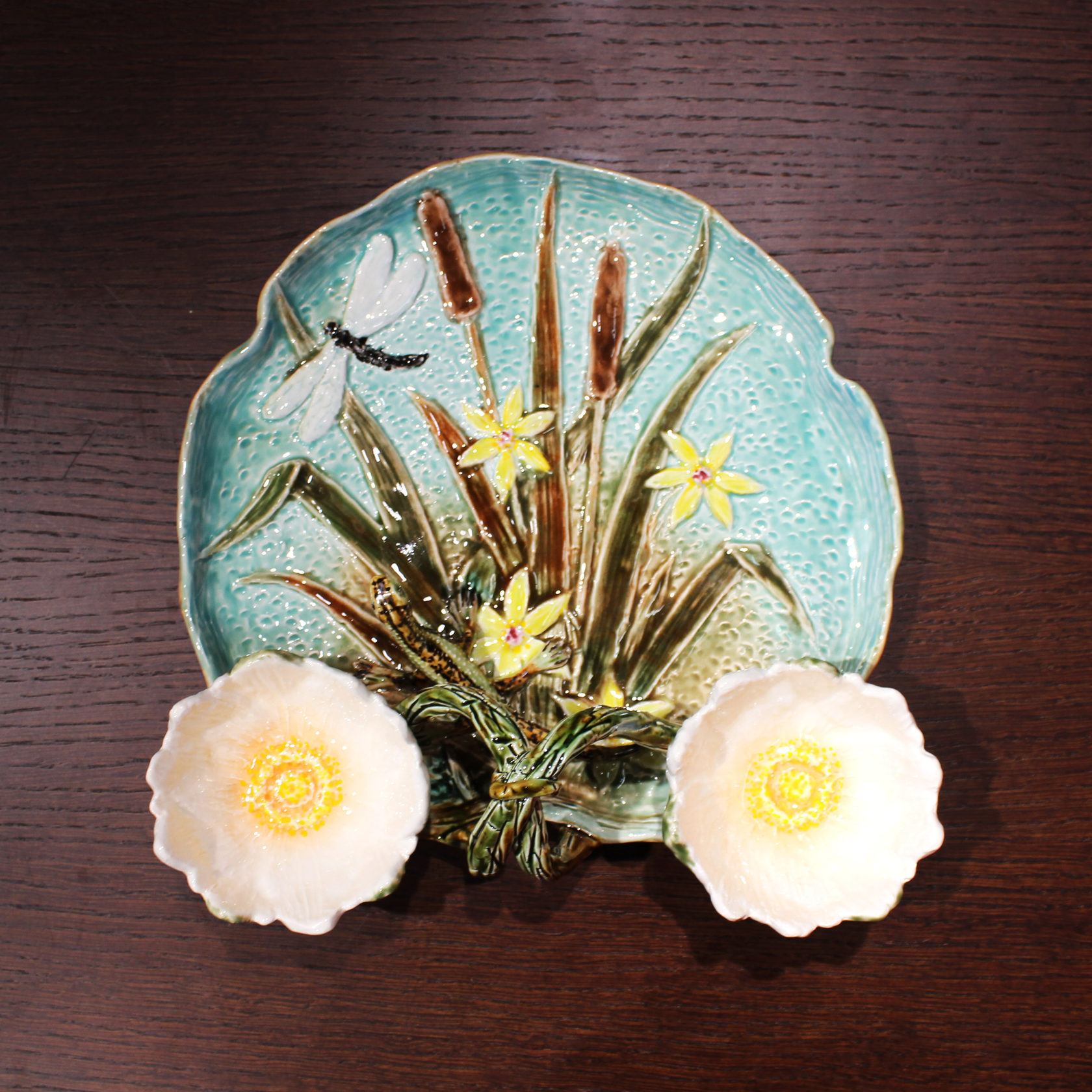 Блюдо для закусок (с двумя кувшинками) Бирюза/Салатовый PROVANSFAIENCE sun-id-994771 - Вид №12