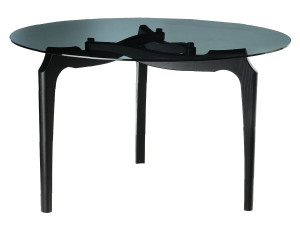 Круглый деревянный и стеклянный обеденный стол