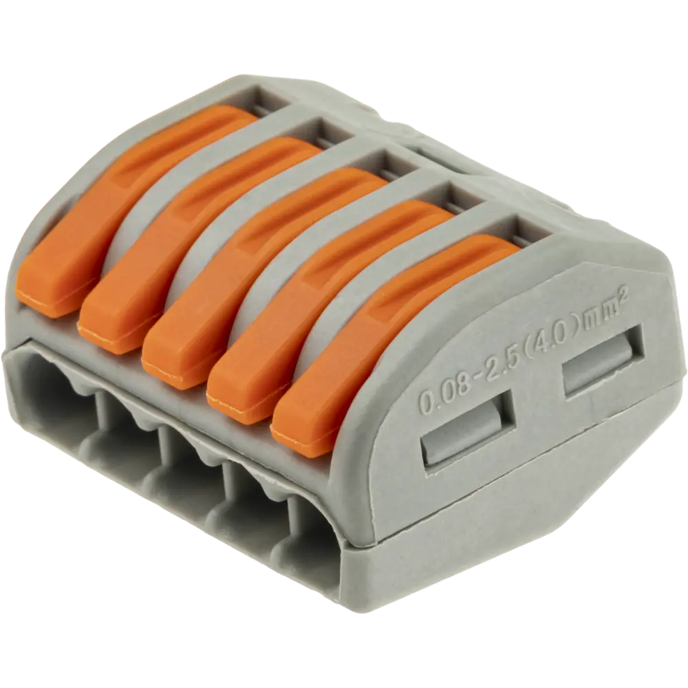 84509771 Клеммы соединительные монтажные с рычажком Duwi СМК 222-415 5-проводные 4мм² серые 5шт 26611 2 STLM-1101874  - Вид №3