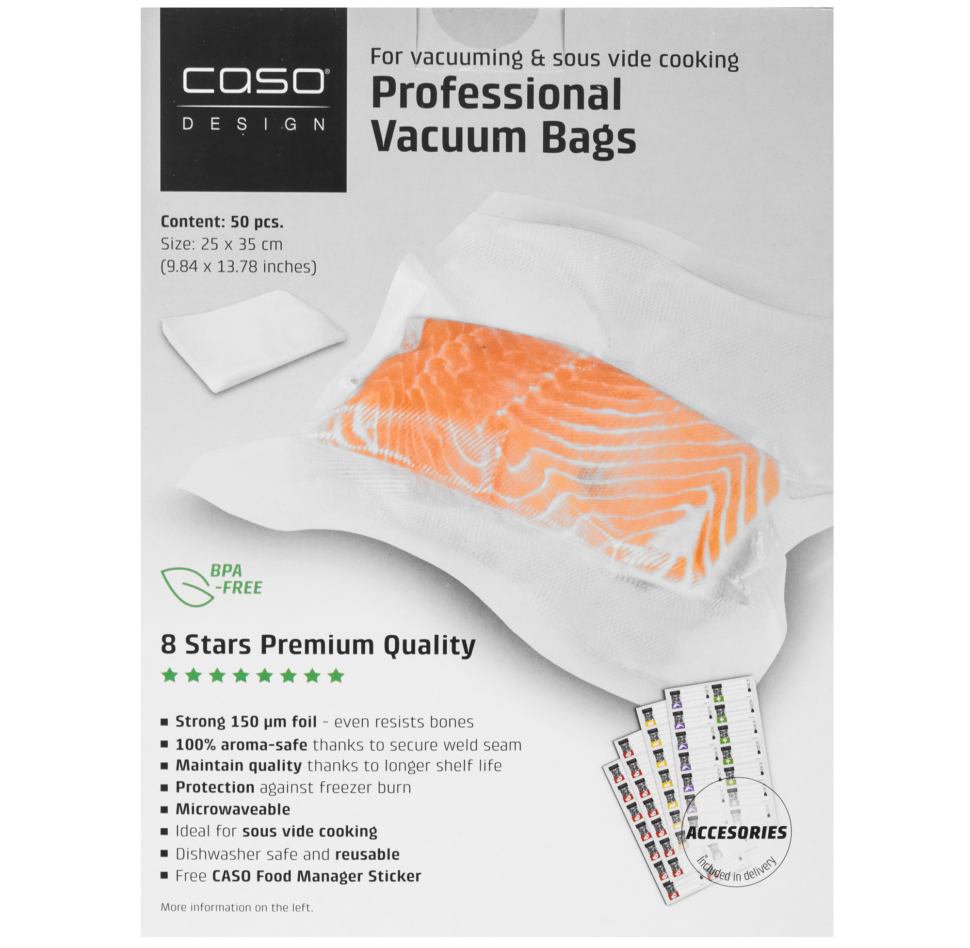 9297244 Пакеты для вакуумного упаковщика CASO VC 25*35 STDN-0150172