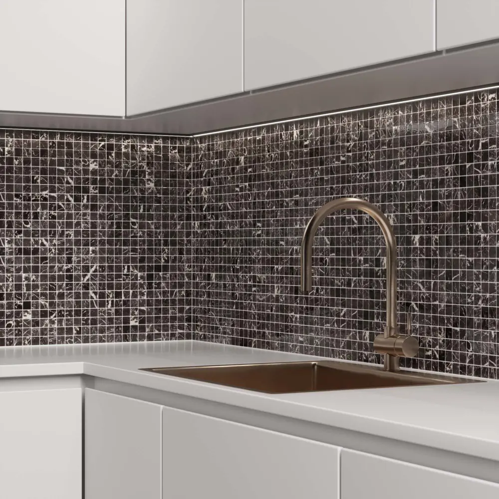 Мозаика Marble Nero Marq Antislip стекломасса 31.1x4.9 см цвет черный Santreyd Мозаика Onix STLM-2091944 - Вид №6