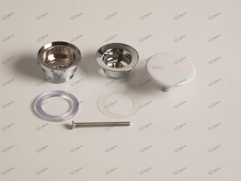 PIL006.01 Донный клапан для раковины Alice Ceramica проточный с керамической накладкой Белый глянцевый 