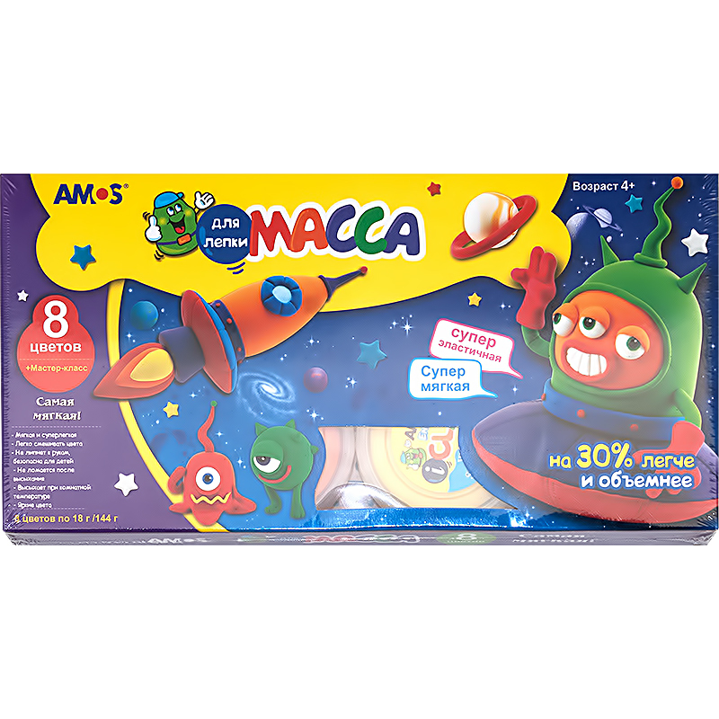 21635 Масса для лепки iClay в наборе 8цв. по 18гр. 1/12 AMOS 