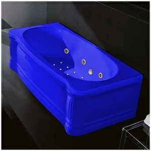 Ванна Gruppo treesse New Classic ATC-V677Q-SX-SIZ синяя с гидромассажем аэромассажем дезинфекцией и дистанционным управлением прямоугольная левая  с золотой фурнитурой