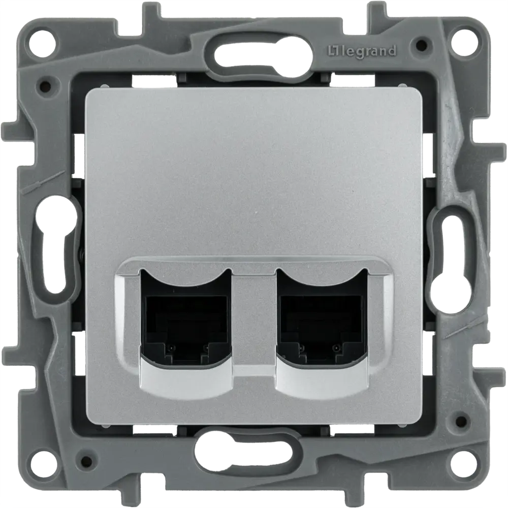 Компьютерная розетка Legrand Etika двойная RJ45 Cat 5e алюминий 82496551 STLM-0028725