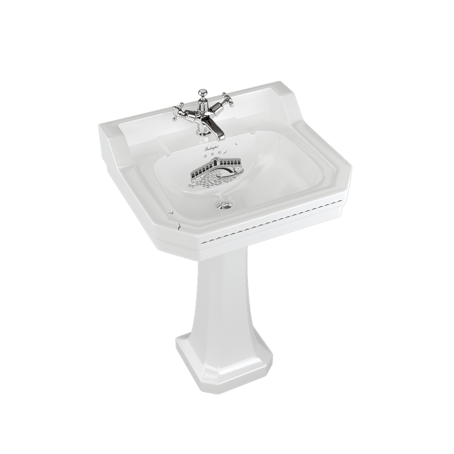 Burlington Bespoke Раковина в эдвардианском стиле на заказ, 56 см, со стандартным пьедесталом с 3 отверстиями под смеситель B4 3TH VEN P1 