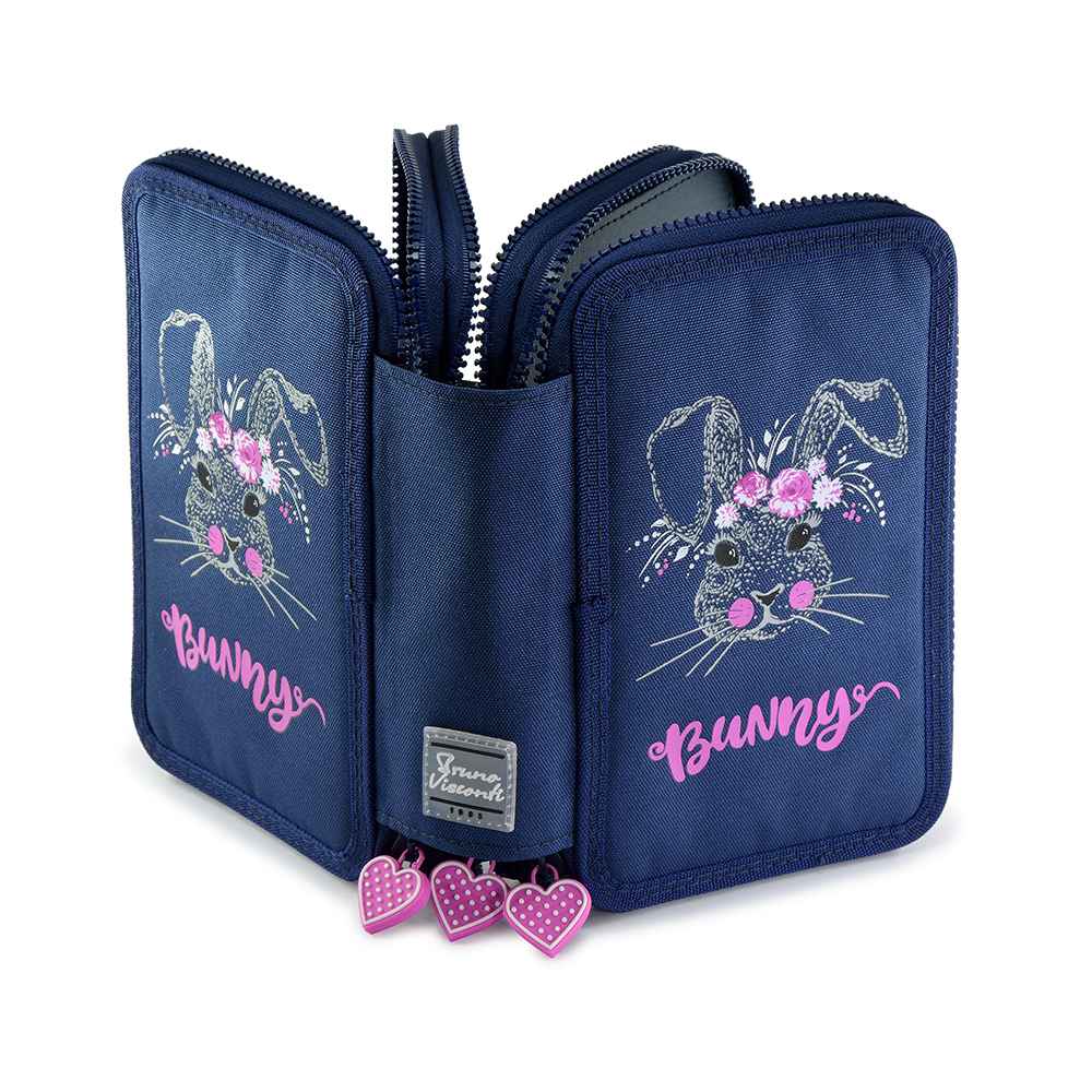 14-052/01 Пенал на молнии три отделения 20 x 12 x 6 см "Заяц" Bruno Visconti 