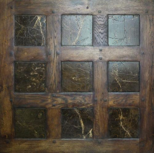 Модульный паркет Da Vinci Модульный паркет с камнем Скиптон Кофе Скоблёный С Клёпками Дуб Любая на выбор (Гладкая) 500х500 мм 26006000211