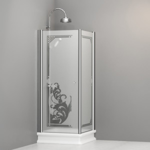 9160P0 Душевая кабина DX с распашной дверью и фиксированной боковой частью для душевого поддона квадрат 80x80, цвет Хромированный Kerasan RETRO Италия