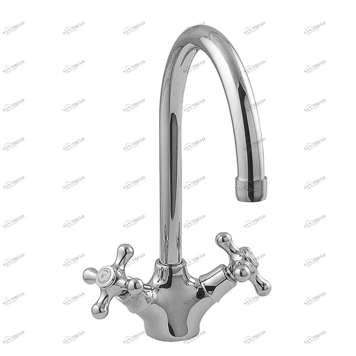 Смеситель для раковины моноблочный с высоким изливом 3/8 ”. Керамические дисковые клапаны. Длина шлангов 390 мм. Со съемным сливным набором 1 1/4 ”. Аэратор «Плюс». Расход 18,75 л / мин. при 3 барах.  Feis NOKEN 100038504  CHROME 