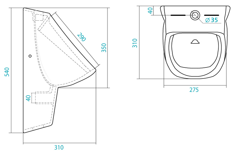 13822 Настенный писсуар, уринал с мушкой Лобненский Стройфарфор  - Вид №1