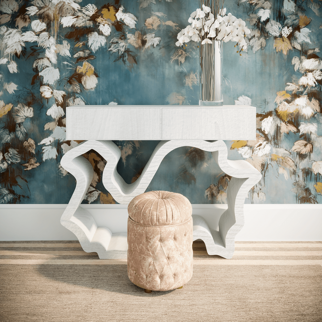 Консоль деревянная, орех с зелеными ящиками "Эскальер" от Odingeniy ODINGENIY  178416 Зеленый;коричневый  - Вид №9