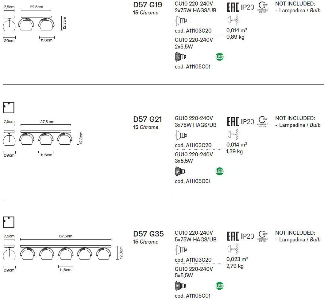 Регулируемая потолочная лампа Fabbian Beluga Steel ARCH-00085825 - Вид №5