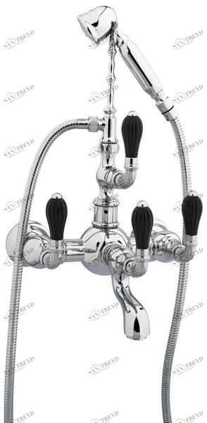 Bronces Mestre Настенный смеситель для ванны на 2 отверстия с ручным душем Artica with porcelain 035516.n00.50