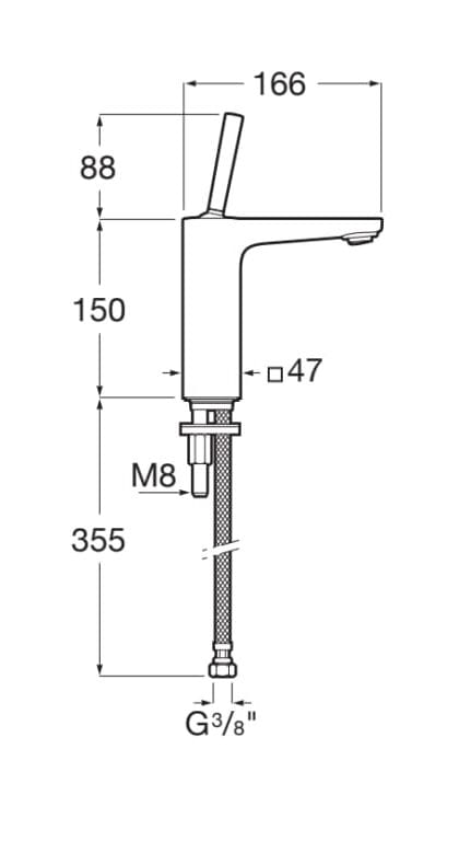 Однорычажный смеситель для раковины из латуни без слива Roca Pals ARCH-00132509 - Вид №2
