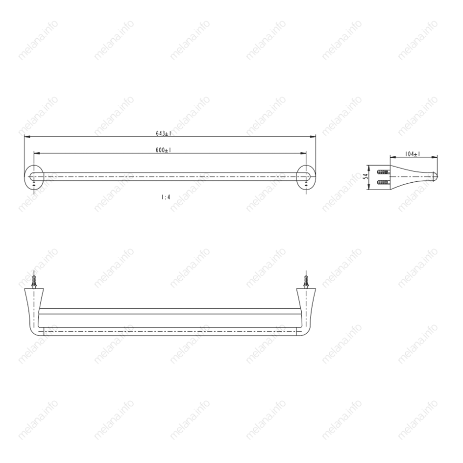 Двойная штанга для полотенец MELANA AISI201+цинк сатин MLN-803002 803 серия - Вид №1