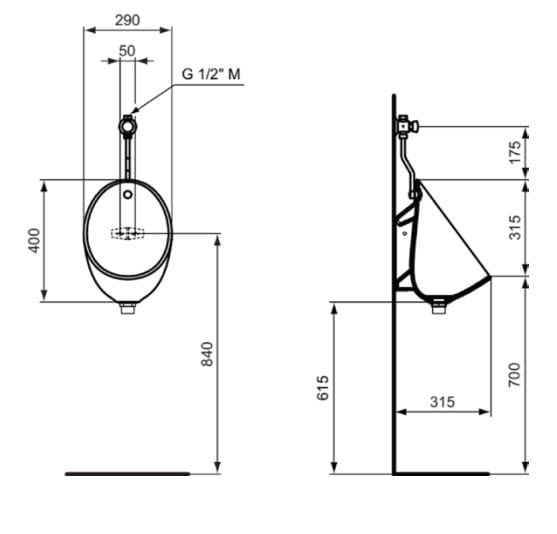 Керамический подвесной писсуар Ideal Standard EUROVIT ARCH-00033609 - Вид №4