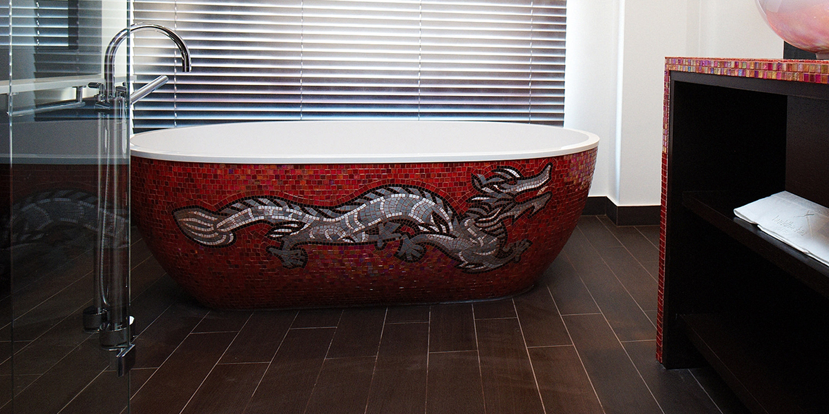 Ванна отдельностоящая Stone One Mosaic Red Print Aquamass MOSAICREDPRINT - Вид №3