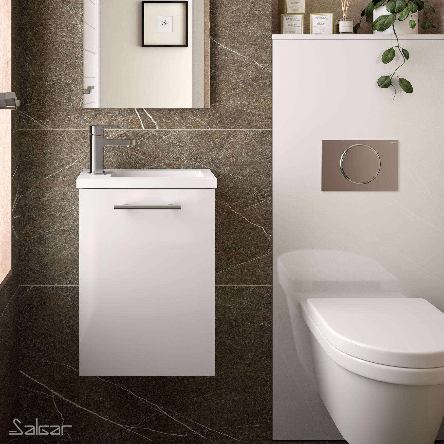 22520 SALGAR Мебель для умывальника MICRO 400 WHITE GLOSS LACQUERED + Раковина Глянцевый белый