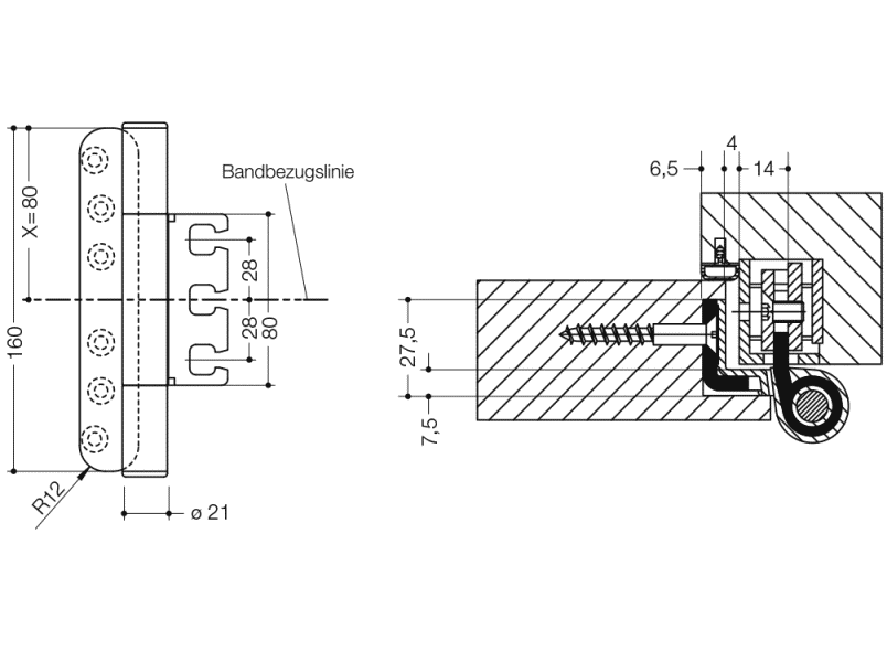 B8107B.160 трехрулонная лента HEWI Türzubehör  - Вид №6
