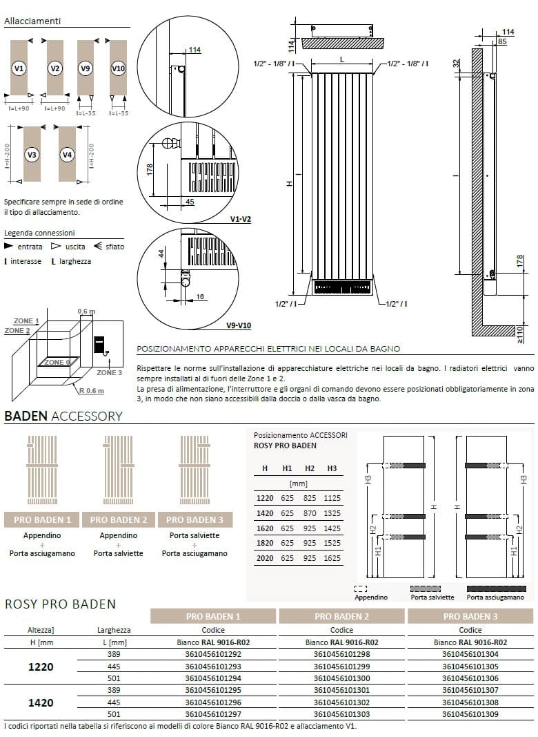 Углеродистая сталь вертикальный полотенцесушитель Cordivari Rosy ARCH-00089174 - Вид №2