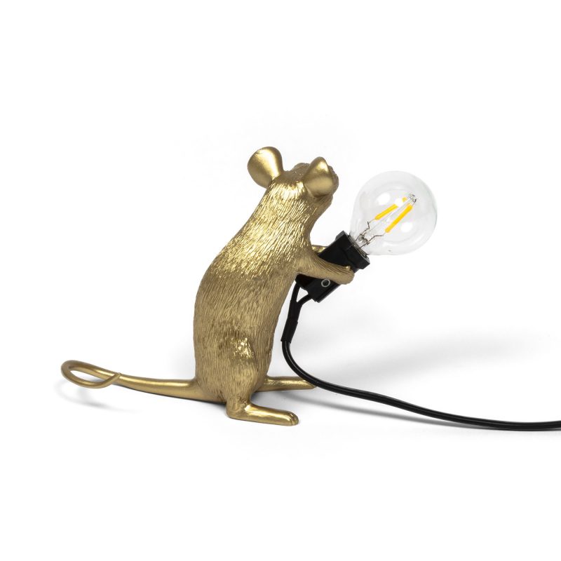 Настольная лампа 12,5х5 см золотая Mouse Lamp Gold Mac 15071 GLD SELETTI ЖИВОТНЫЕ, МЫШЬ 00-3882458 Золото  - Вид №4