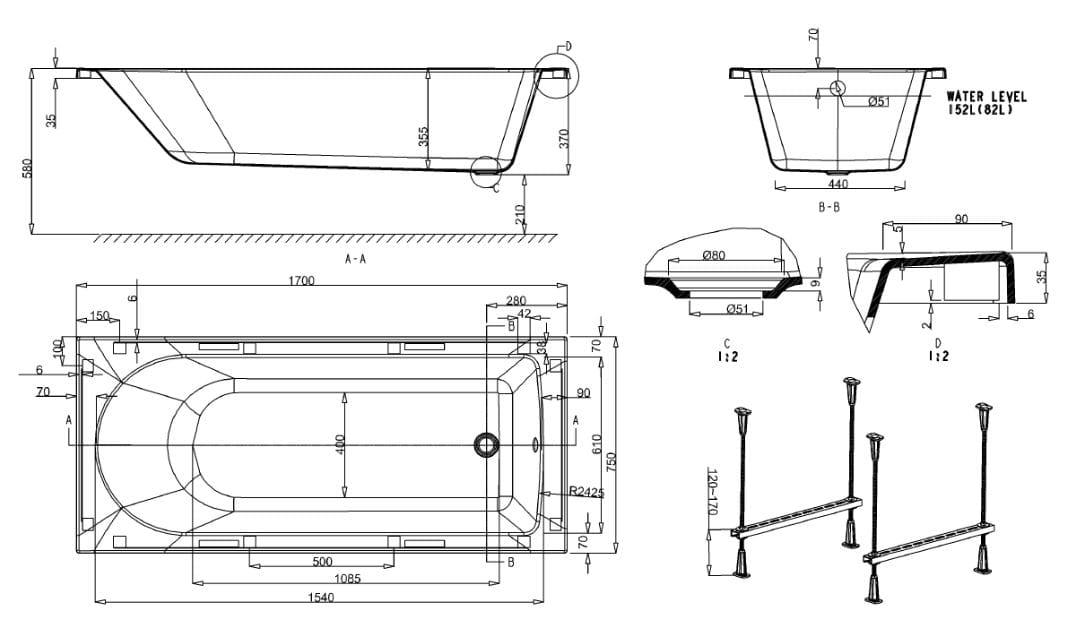Прямоугольная ванна CROSSWATER FLOW ARCH-00150983 - Вид №2