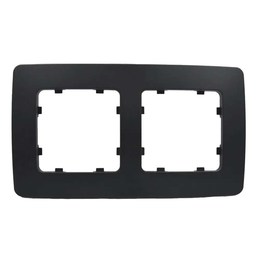 Рамка для розеток и выключателей Hegel 2 поста цвет черный STLM-2138478
