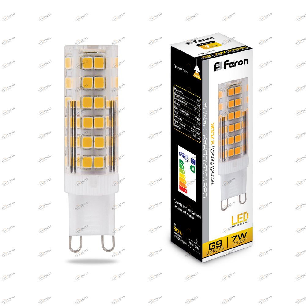 Лампа светодиодная Feron G9 7W 2700K LB-433 25766 FERON  00-3956538 Прозрачный 
