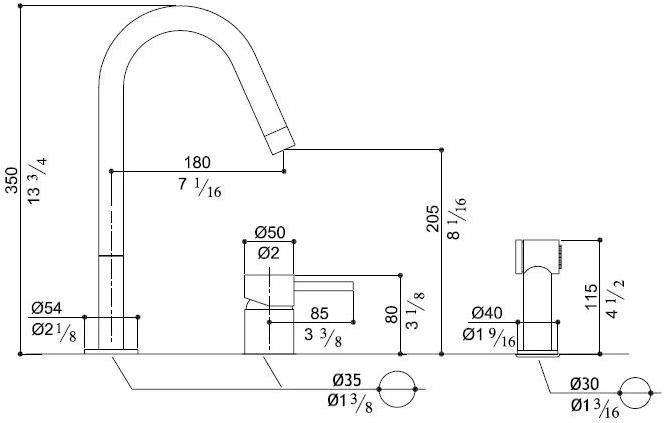 MGS Смеситель для кухни из нержавеющей стали на два отверстия с выдвижным ручным душем F2 sun-id-1404043 - Вид №3