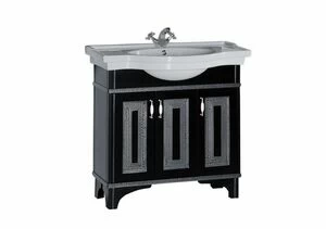 Тумба под раковину Aquanet Валенса 90 черный краколет/серебро