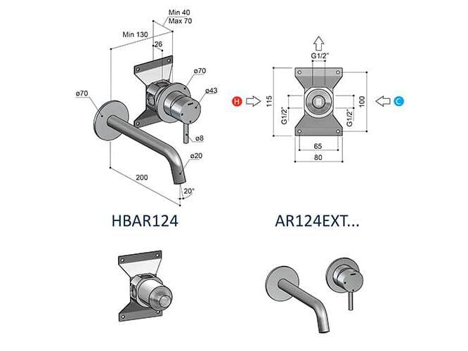 Смеситель для раковины из нержавеющей стали Hotbath Archie ARCH-00140018 - Вид №2